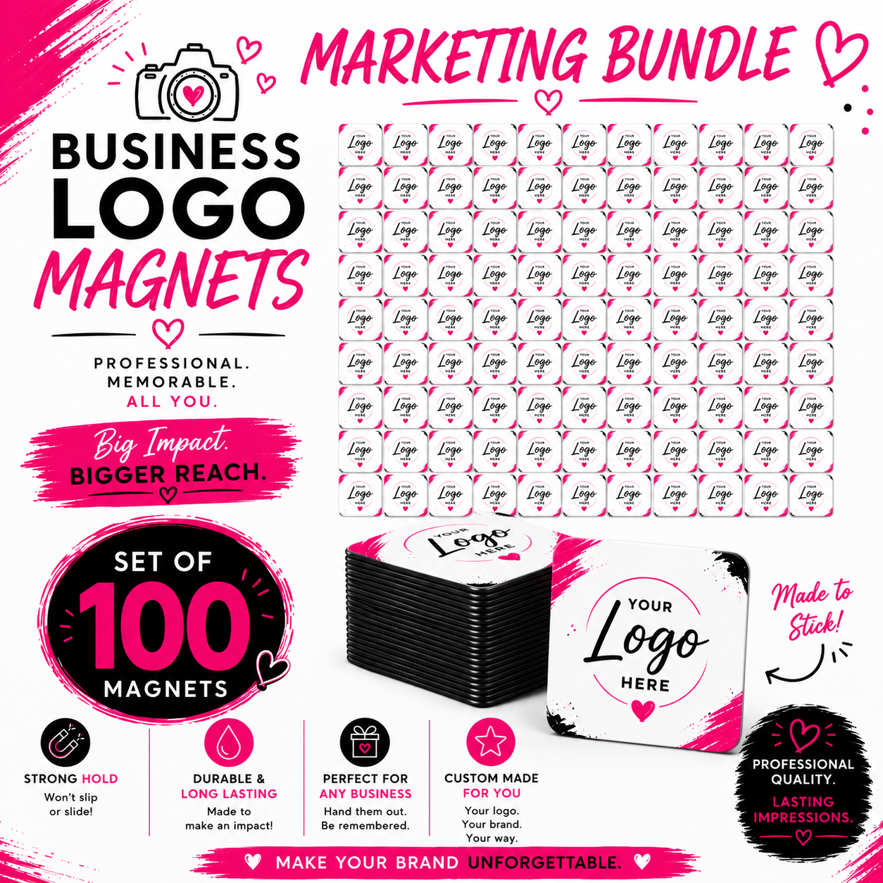 Business Logo Magnets - Marketing Bundle (100)