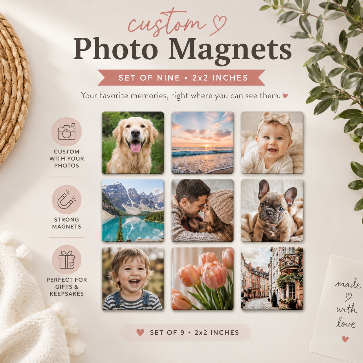 Custom Photo Magnets - Set of 9