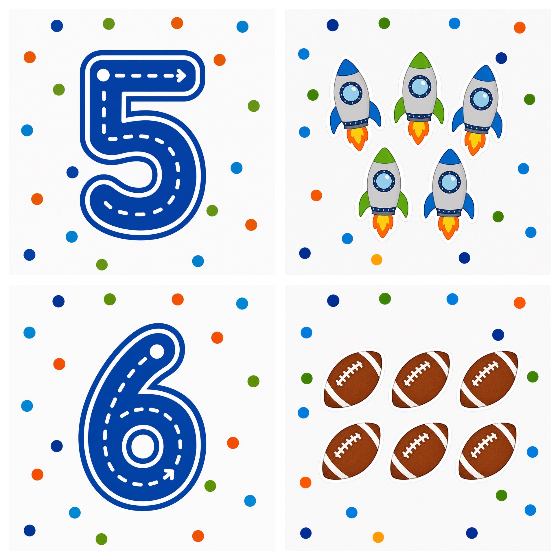 Dry Erase Count & Trace Magnet Set - BLUE/BOY