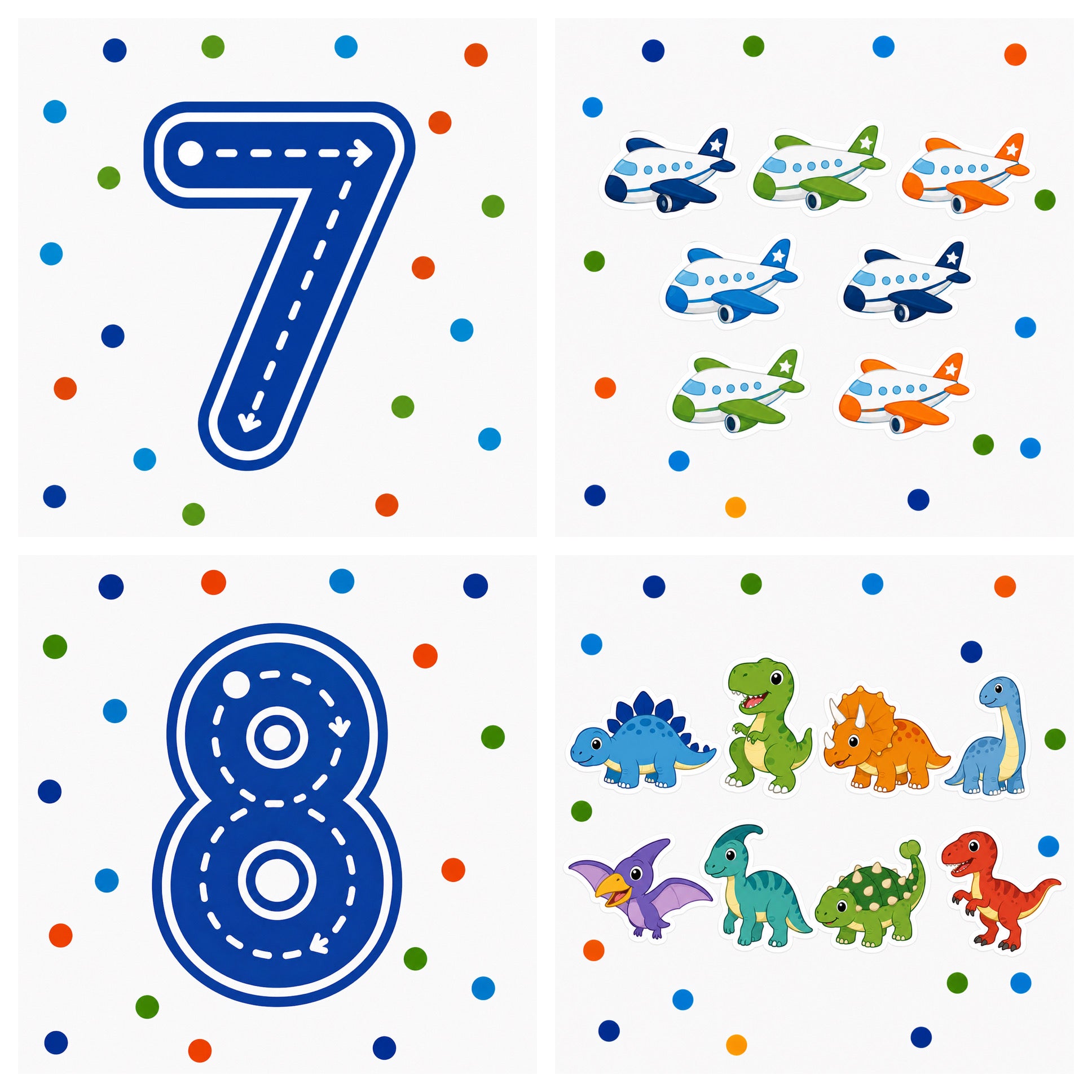 Dry Erase Count & Trace Magnet Set - BLUE/BOY